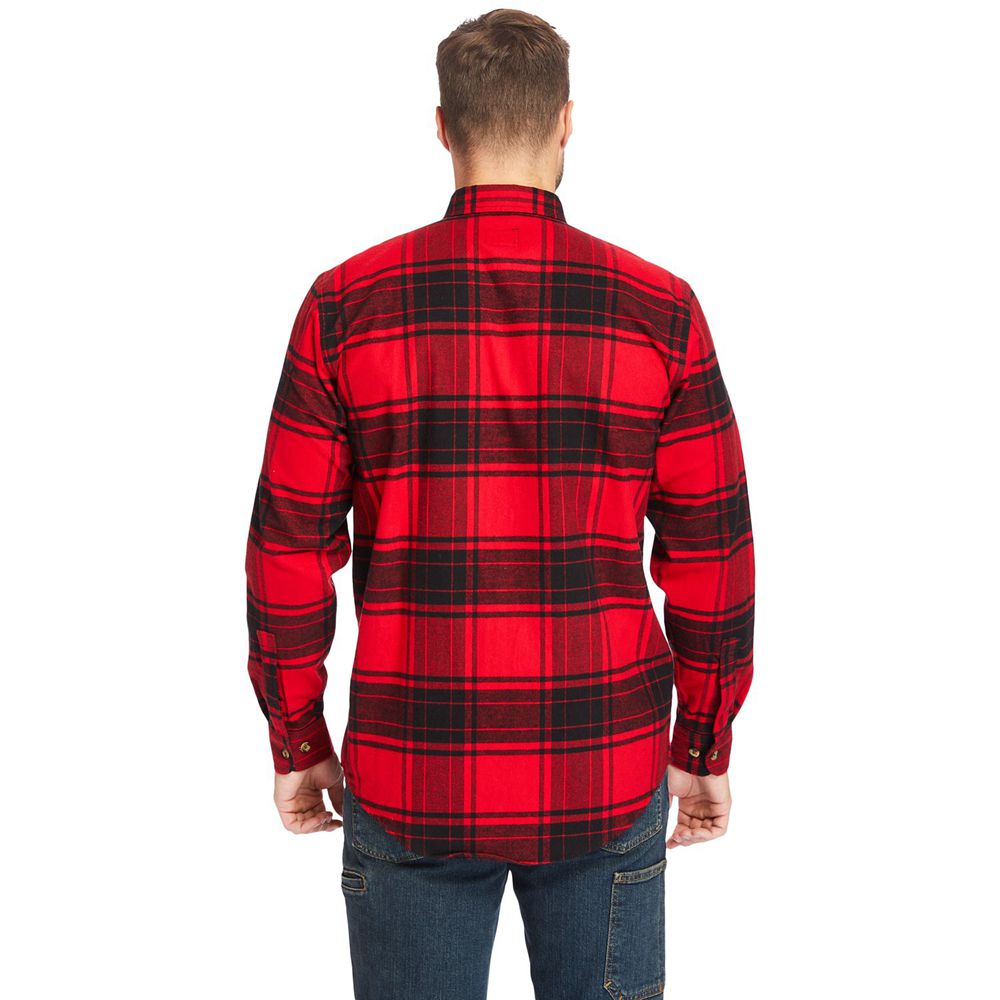 Camisa Timberland Argentina Hombre - Pro® Woodfort Heavyweight Flannel Work - Rojas/Negras - FCTKRN-